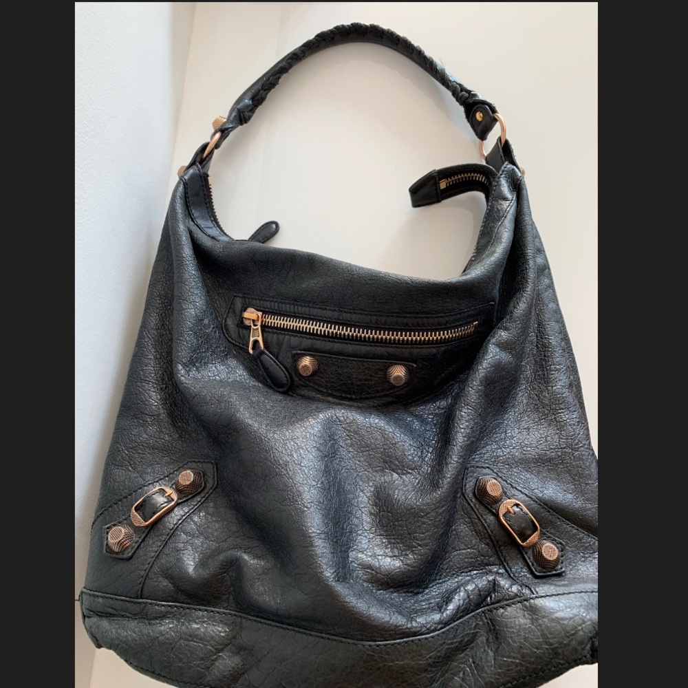 Balenciaga Black Hobo Day bag Rose Gold hardware